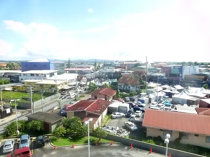 Chaguanas Main Road and market seen from above, Trinidad